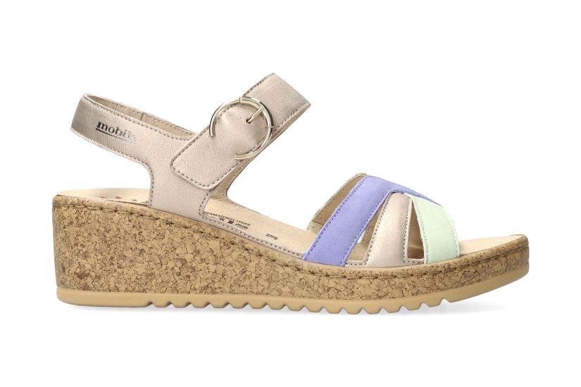 Sandalo ergonomico da donna Nancia' a calzata larga (H) - mix beige verde lavanda