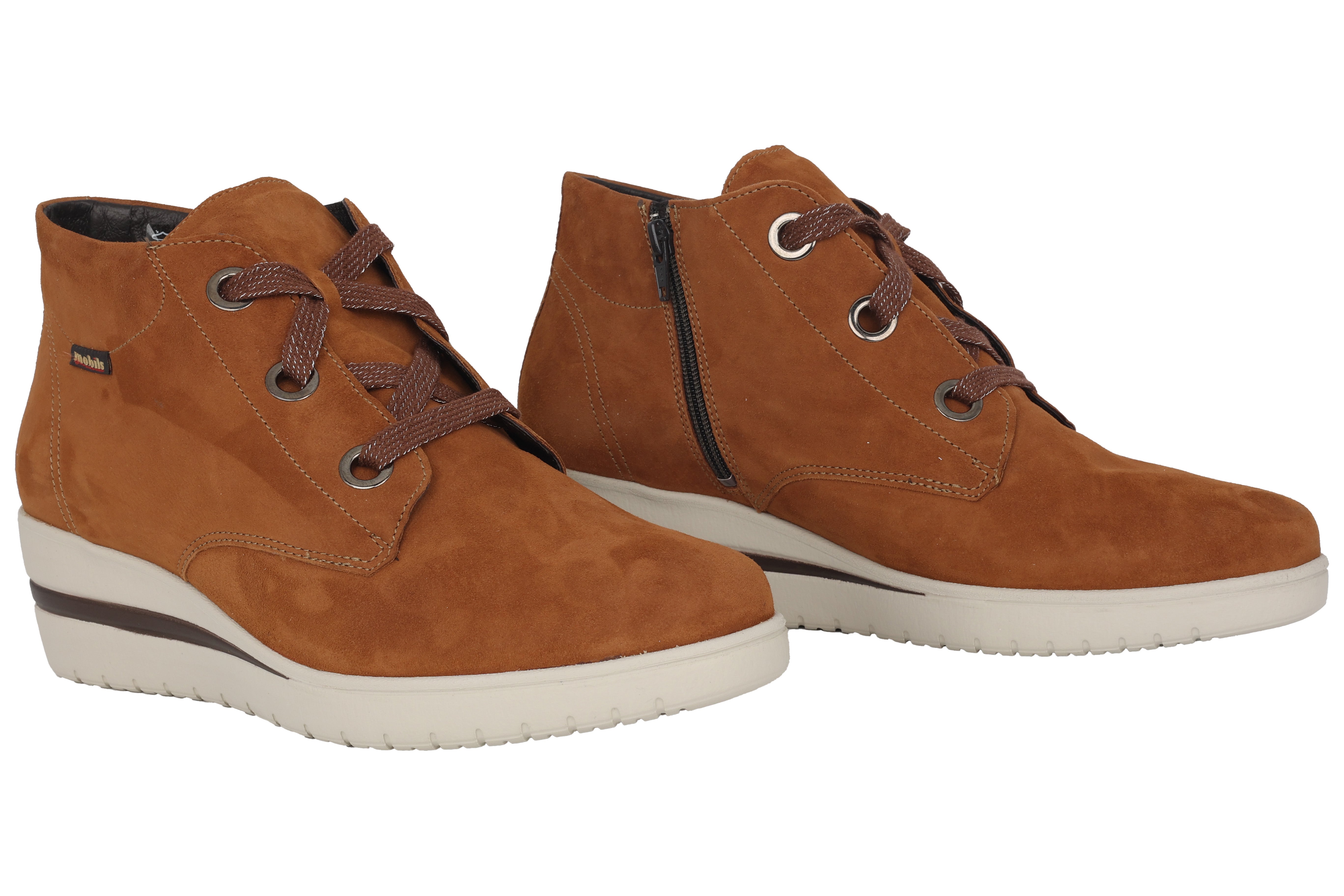 Botte compensée à lacets pour femme 'Peryne' coupe large (H) - Marron