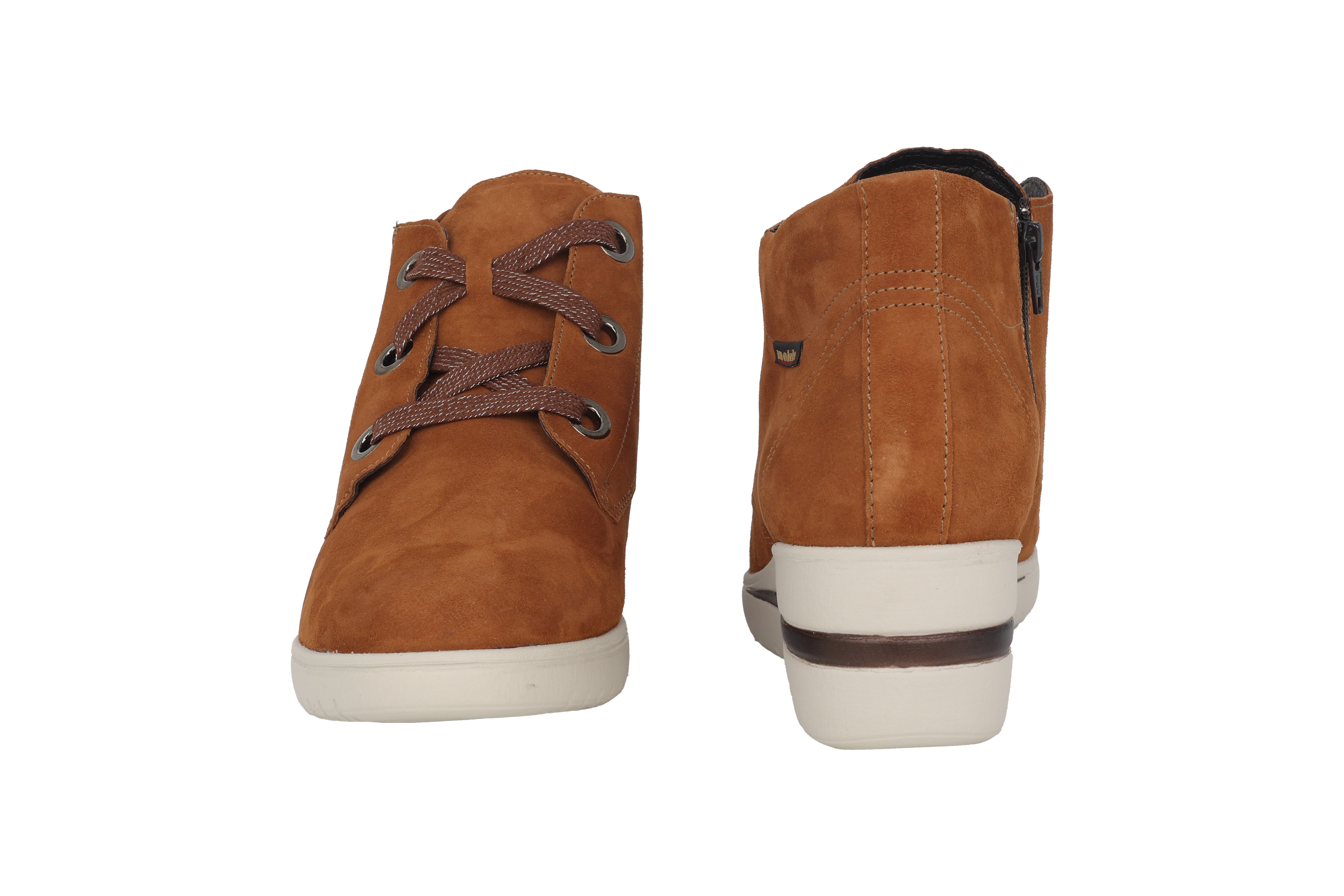 Botte compensée à lacets pour femme 'Peryne' coupe large (H) - Marron