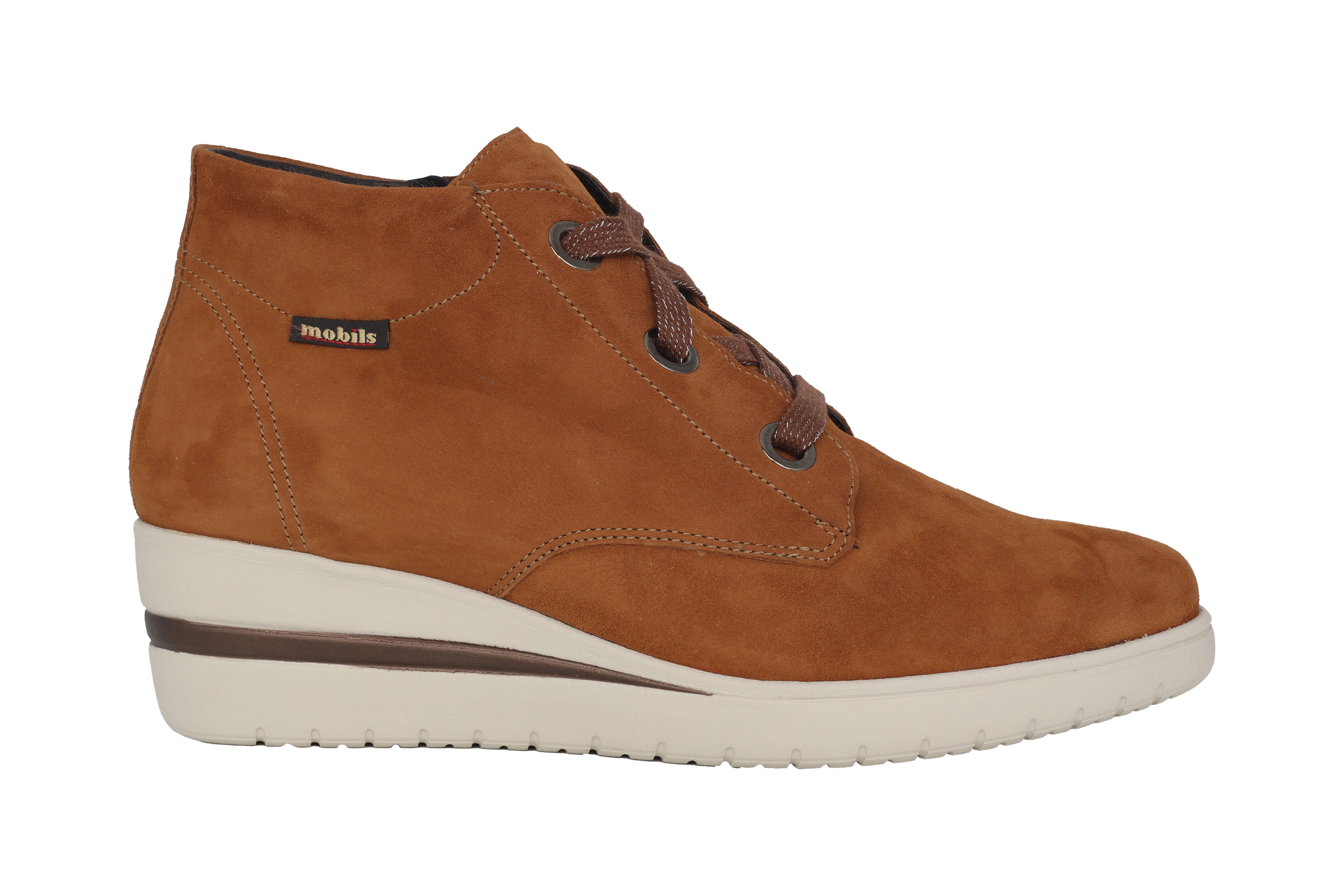 Botte compensée à lacets pour femme 'Peryne' coupe large (H) - Marron