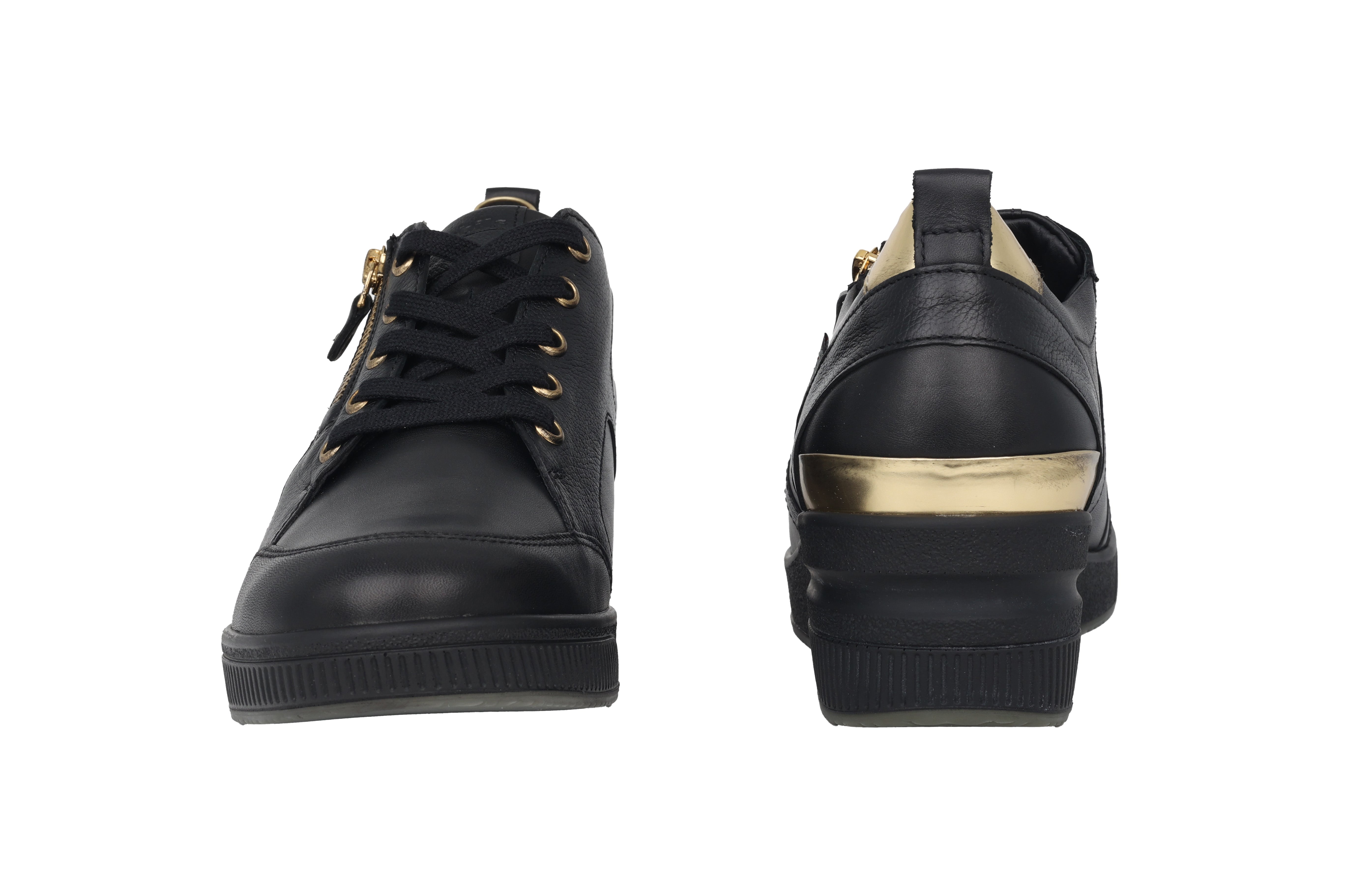 'Trudie' women's wide fit (H) lace-zip sneakers - Black