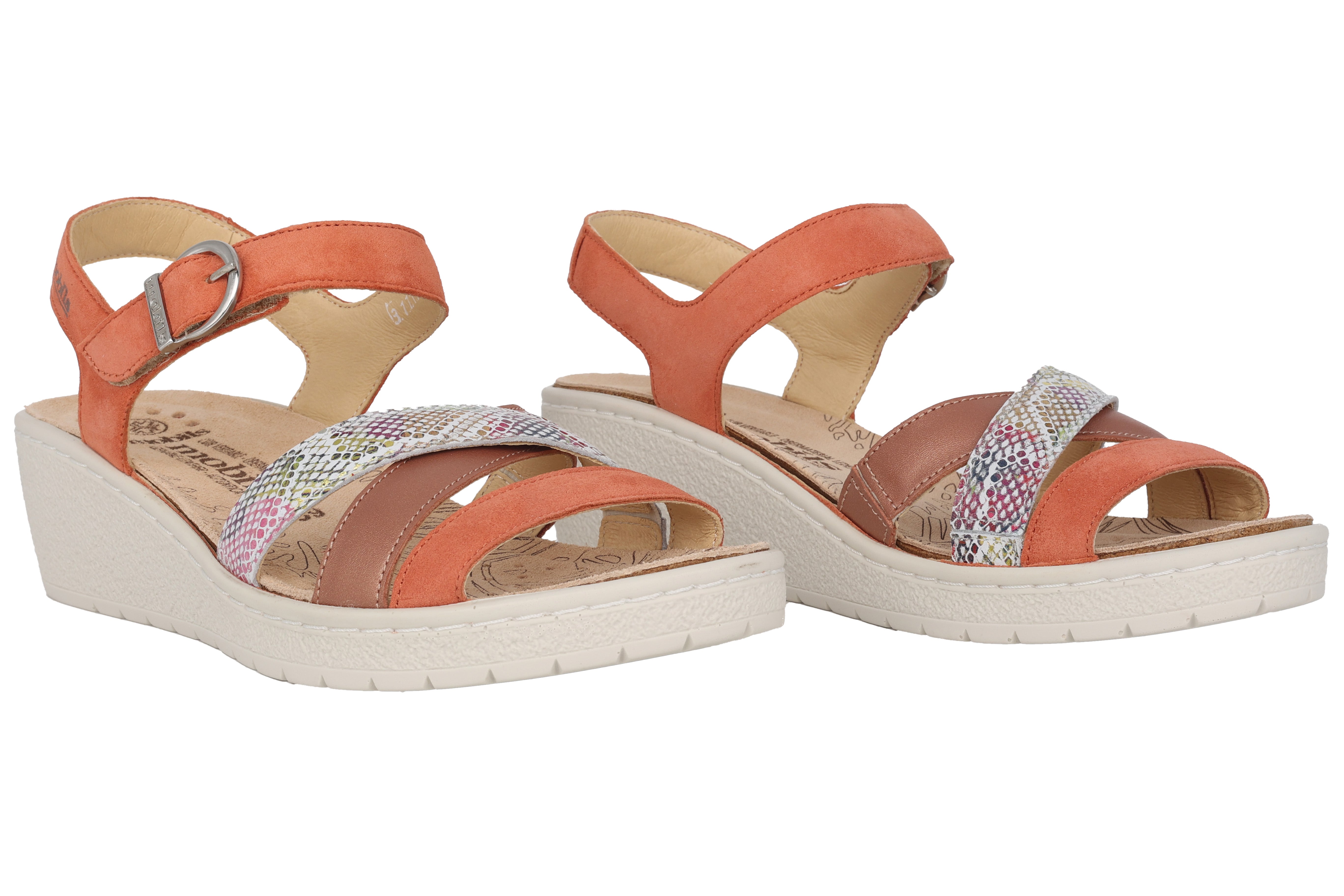 Sandali 'Pietra' da donna vestibilità ampia (H) - Arancione