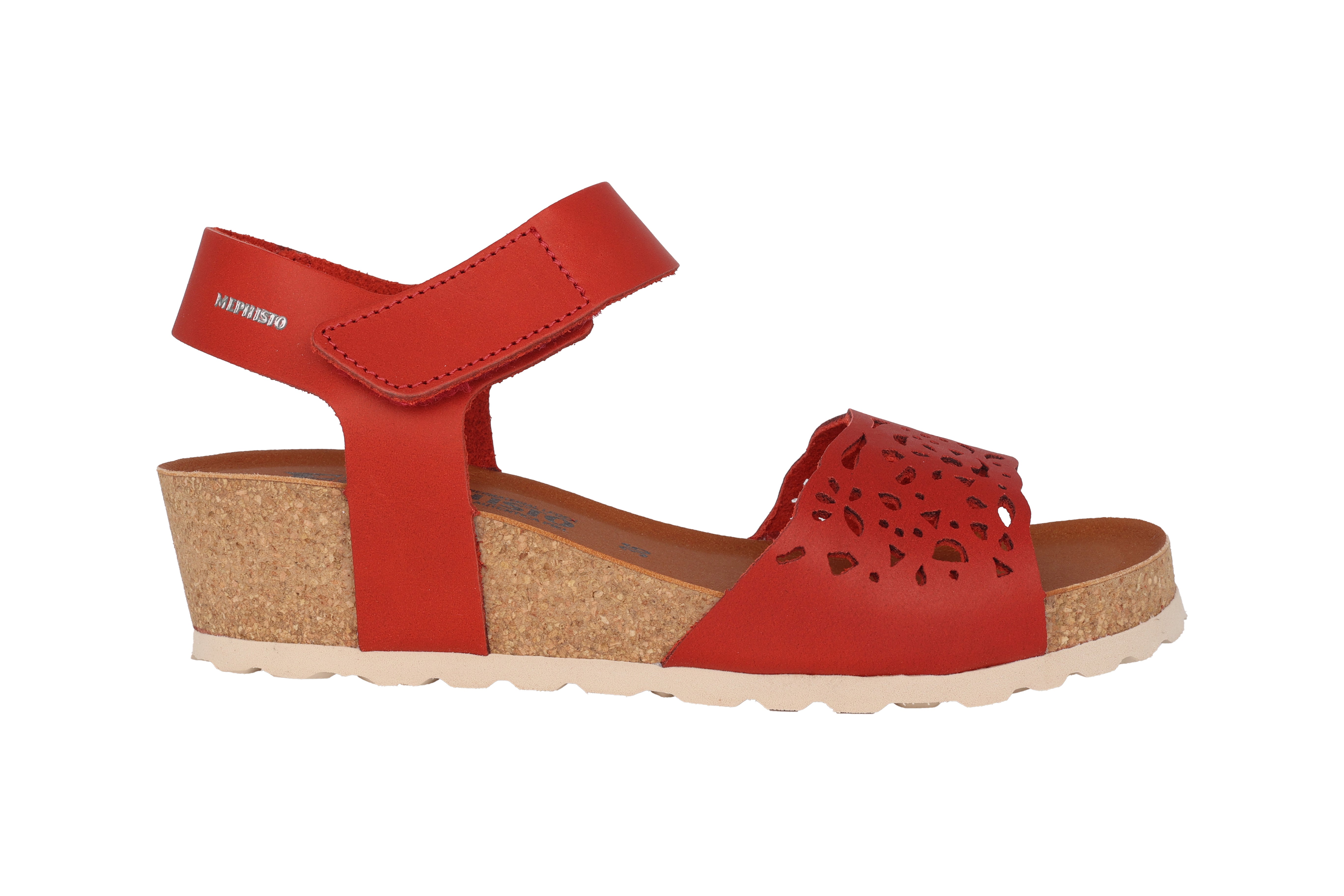 'Raphaela' women's wedge cork sandal - red