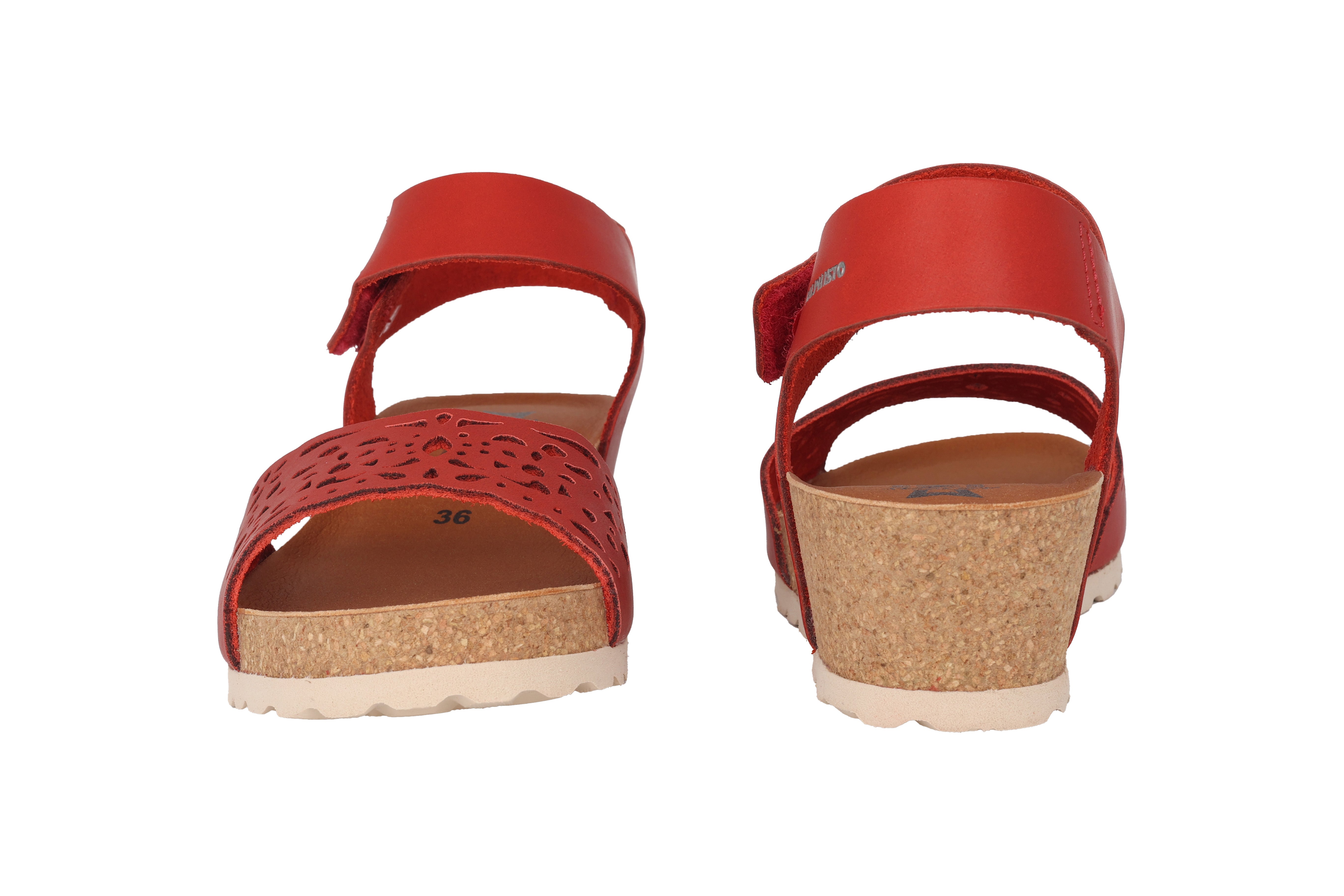'Raphaela' women's wedge cork sandal - red