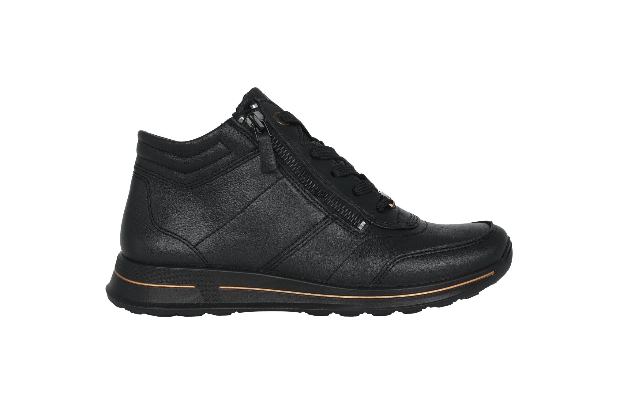 'Osaka' women's wide fit (H) lace - zip boot - black - Chaplinshoes'Osaka' women's wide fit (H) lace - zip boot - blackAra