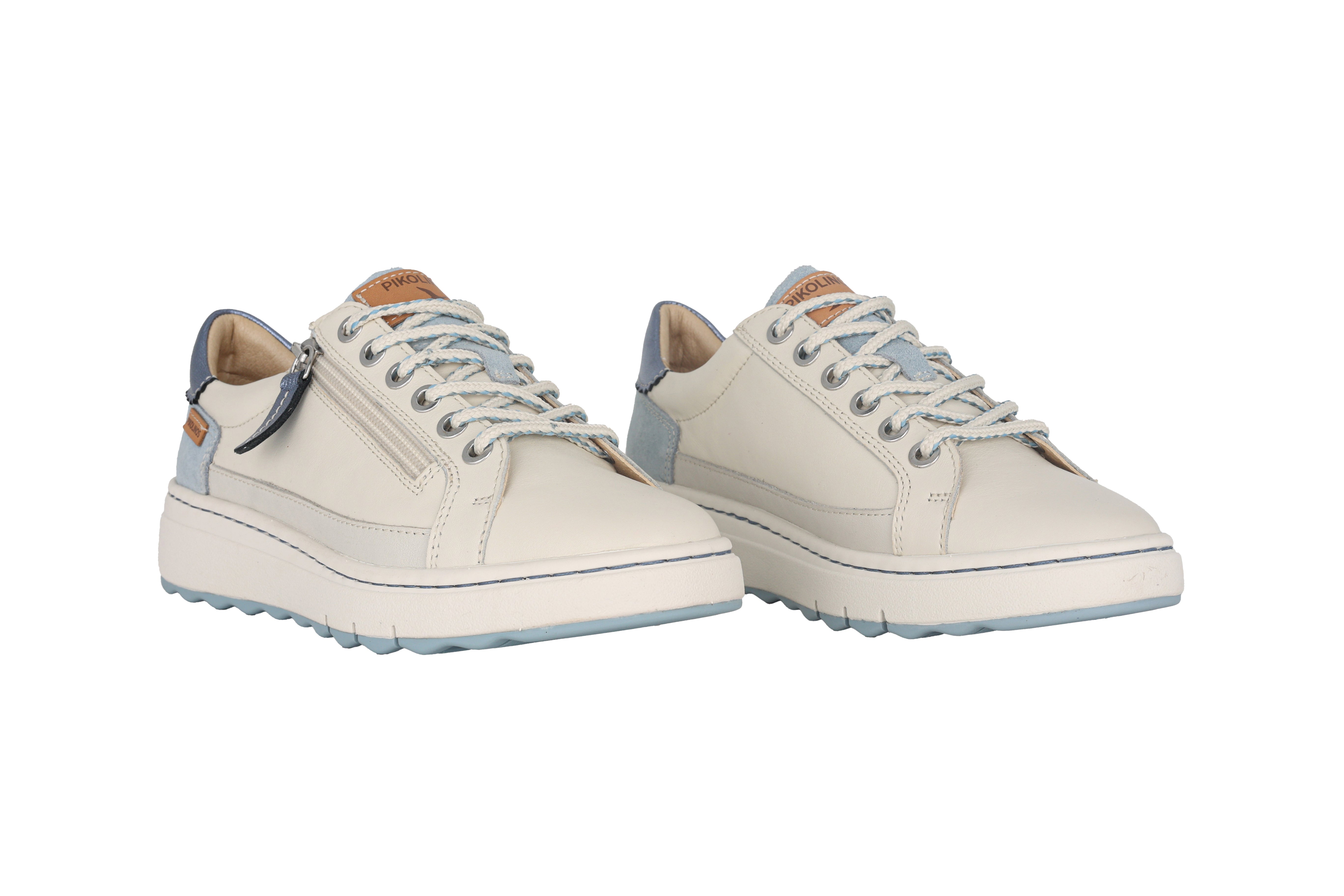 Damessneaker met veters 'Arenas' - wit/blauw