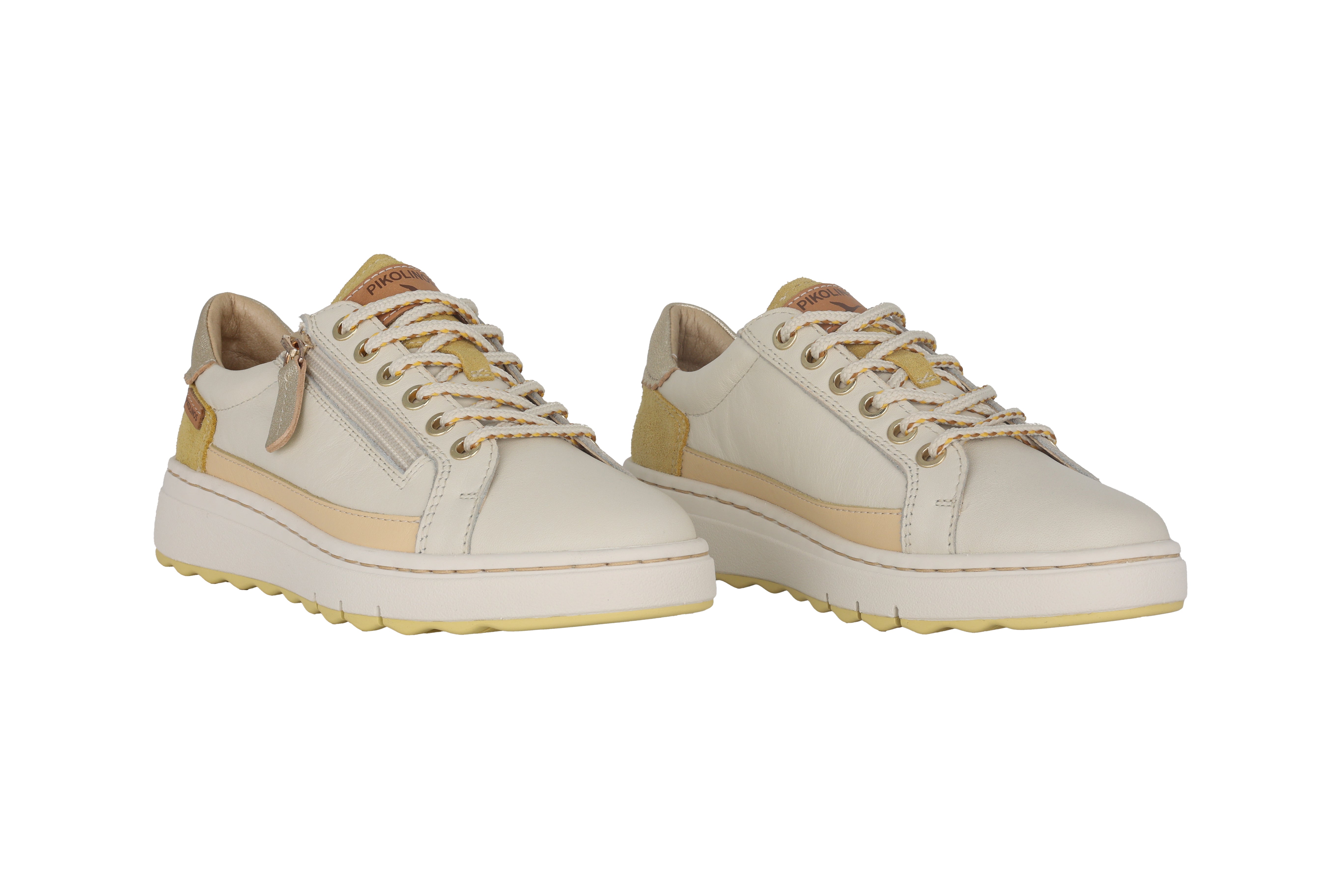 Sneaker à lacets pour femme 'Arenas' - blanc/jaune