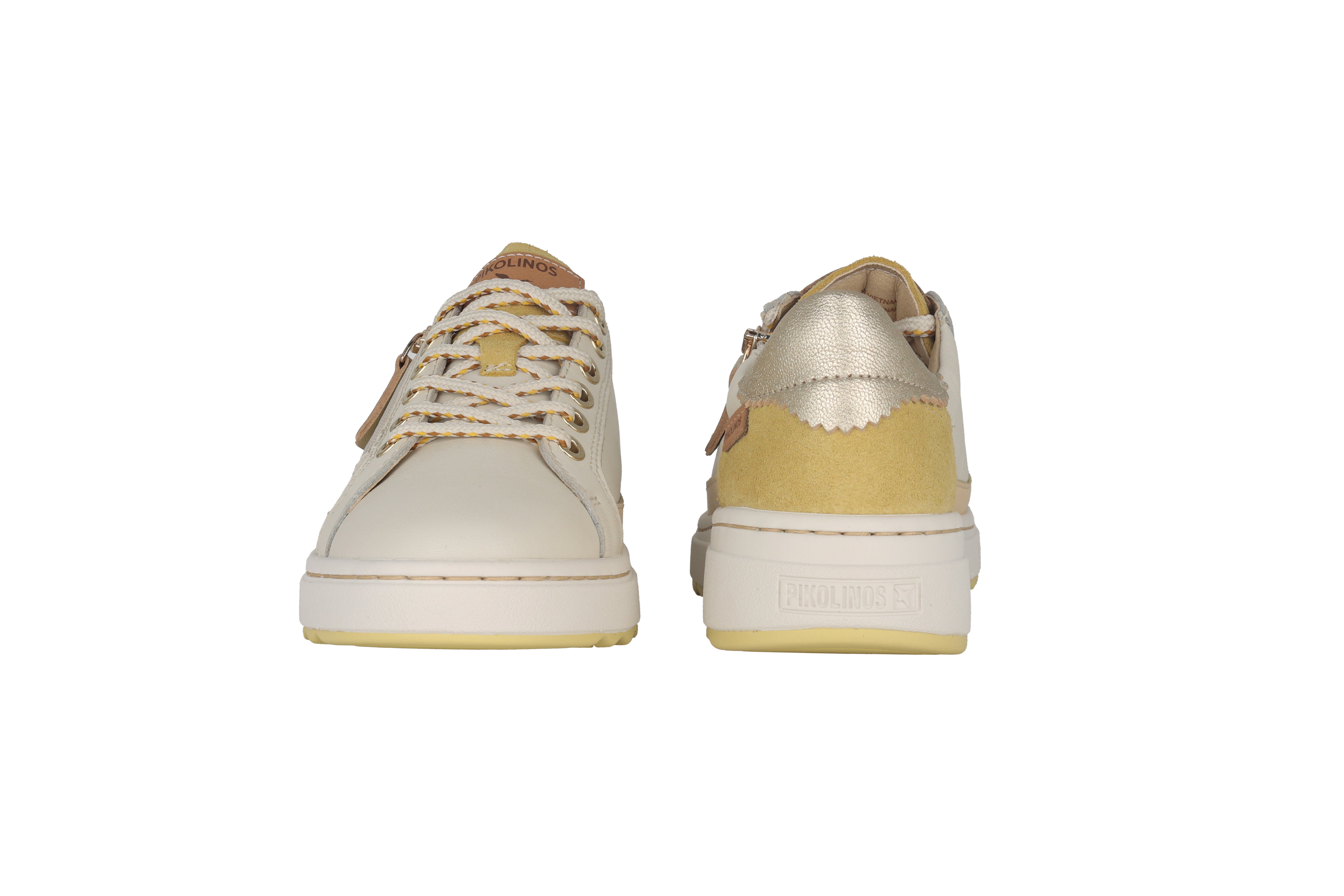 Sneaker à lacets pour femme 'Arenas' - blanc/jaune