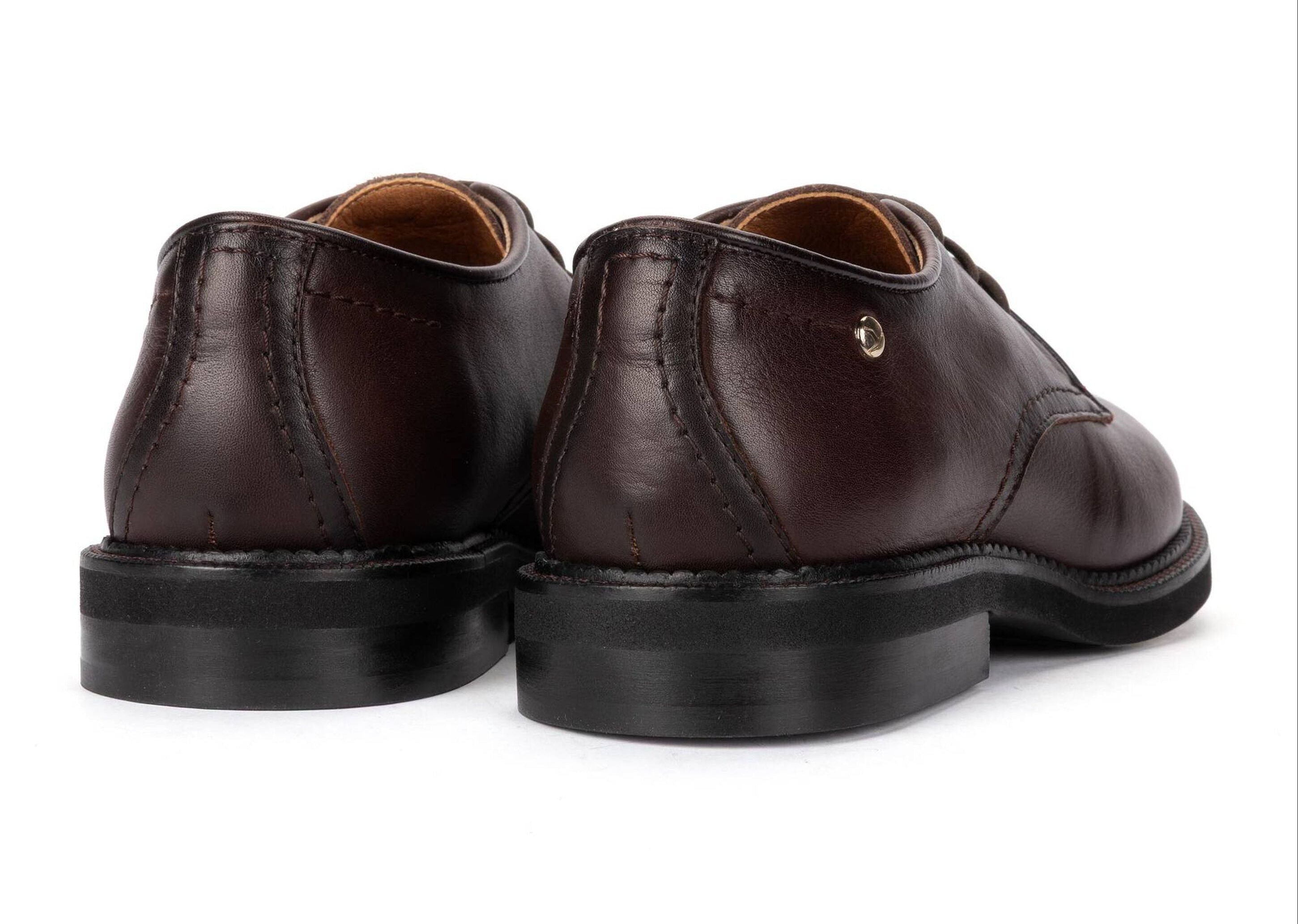 'Deva' women's leather lace-up shoes - Dark Brown