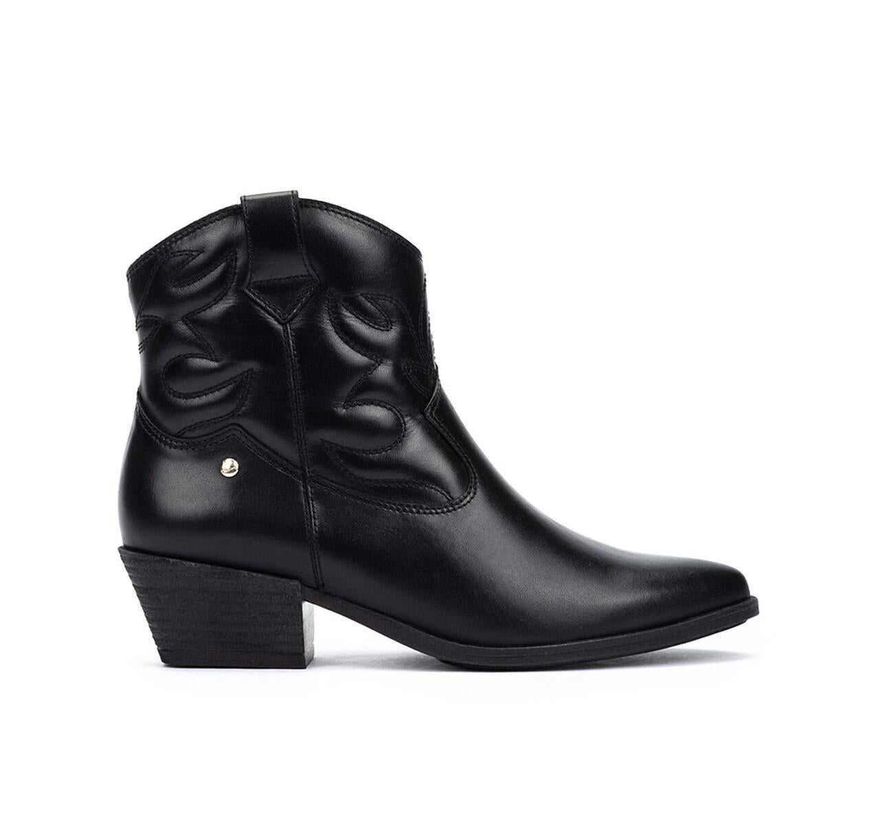 Damenstiefelette „Vergel“ im Cowboy-Stil – Schwarz