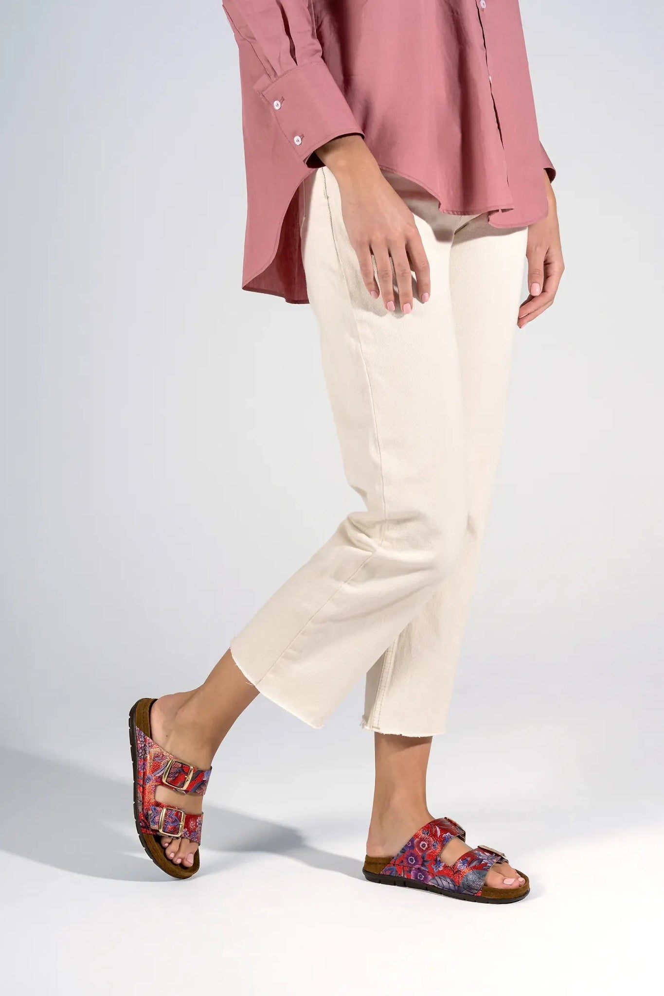 'Rodigo - D' dames slide sandaal - rood mix - Chaplinshoes'Rodigo - D' dames slide sandaal - rood mixRohde