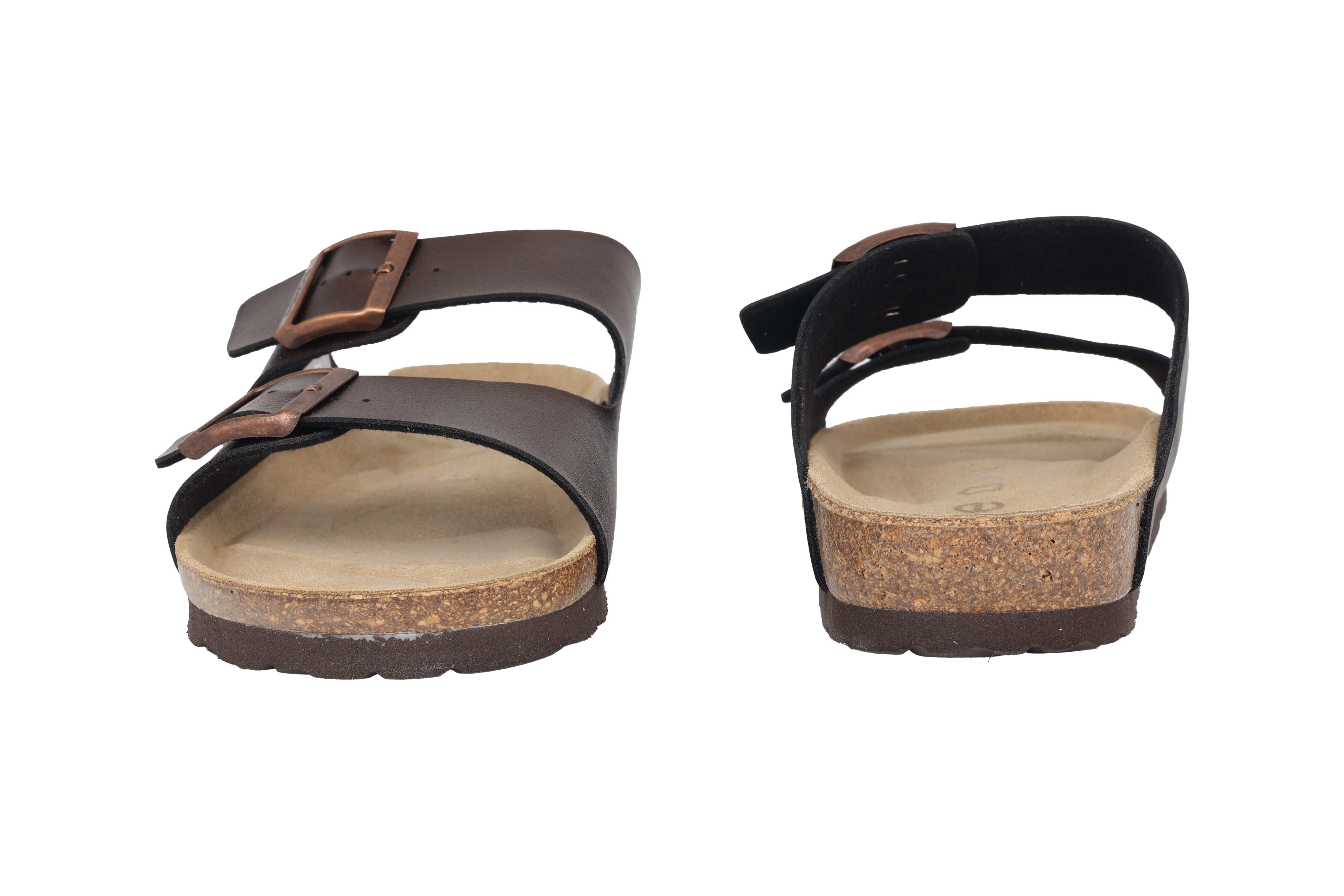 'Alba' women's double strap slide sandal - Brown