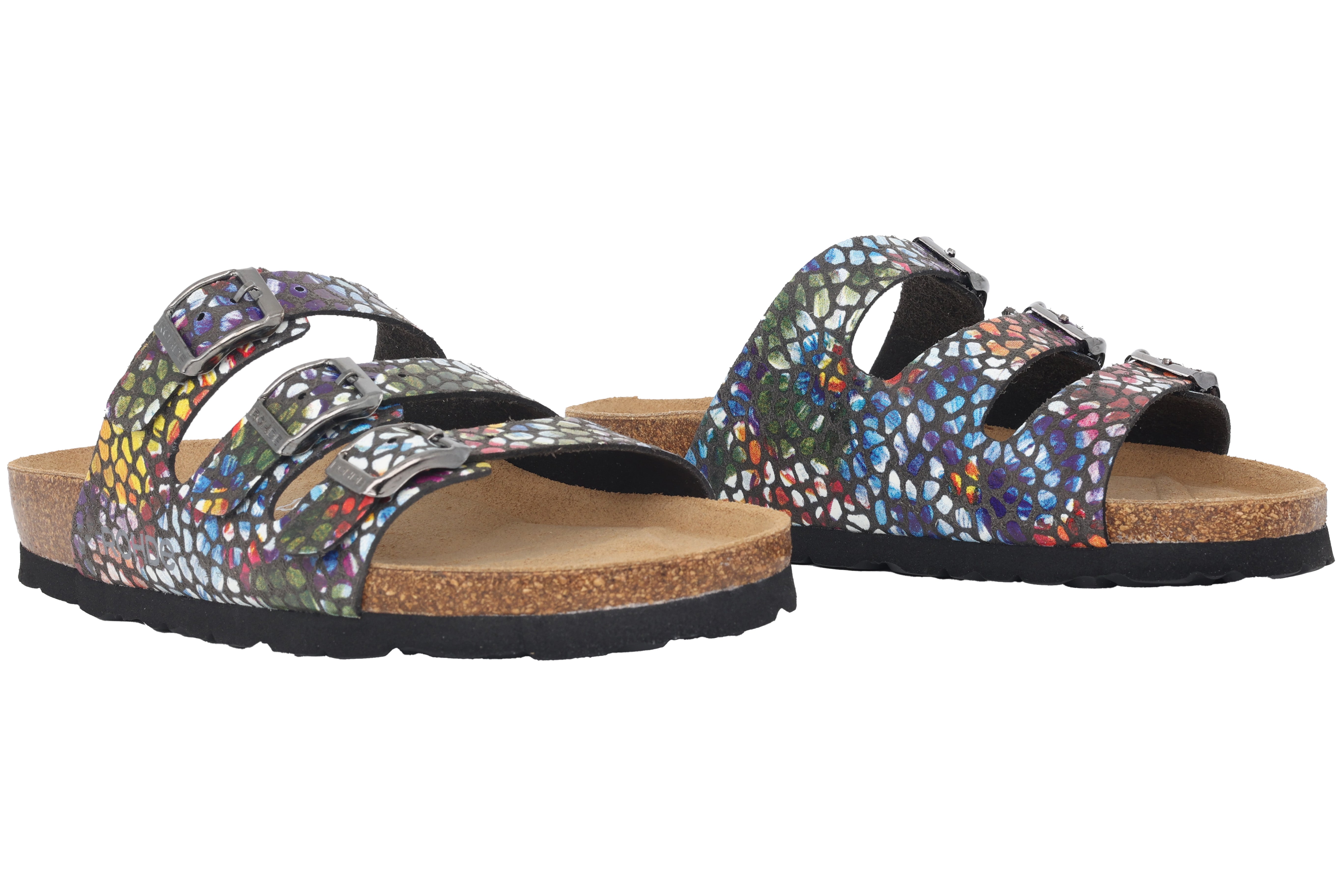'Alba' women's triple strap sandal - Multicolour