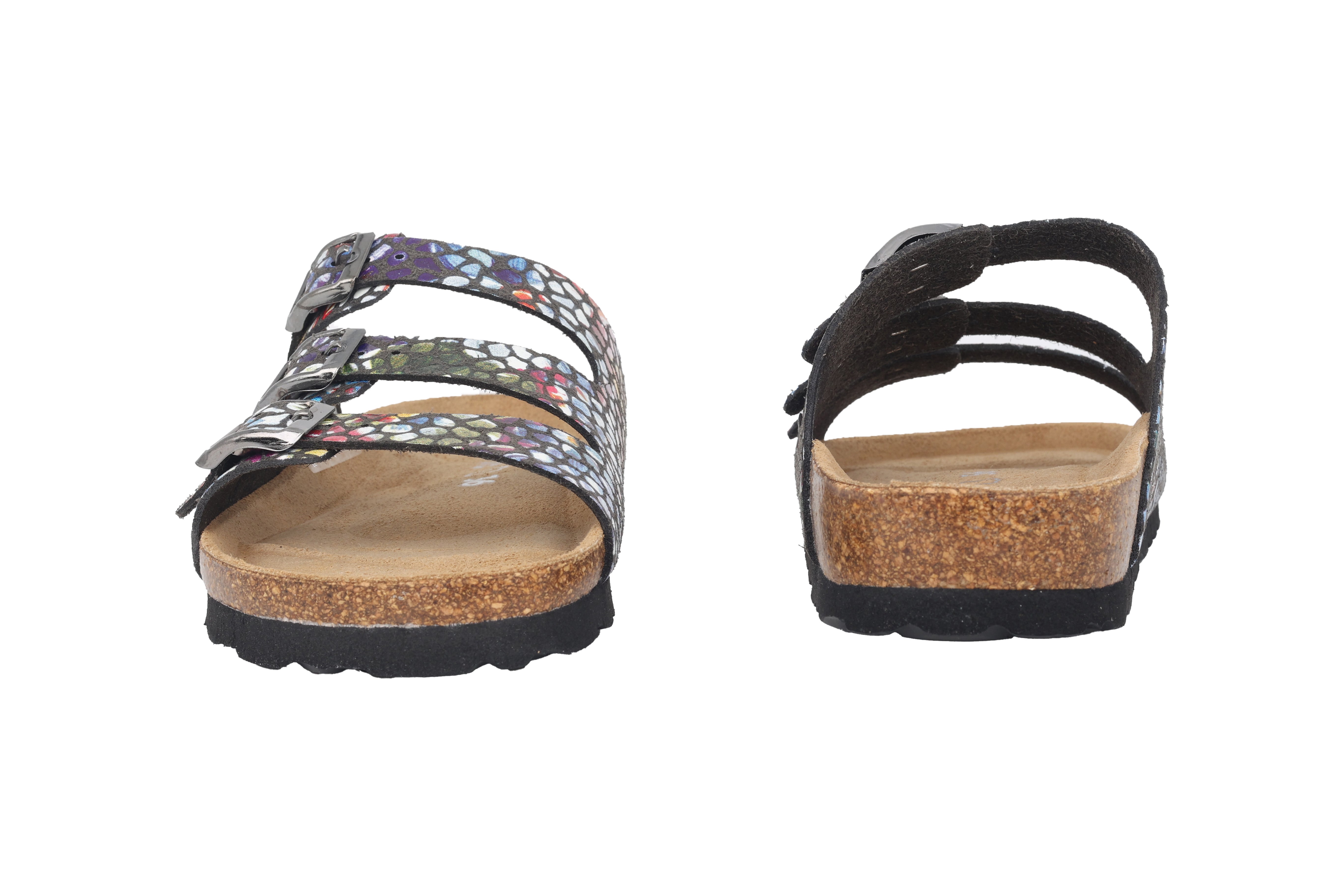 'Alba' women's triple strap sandal - Multicolour