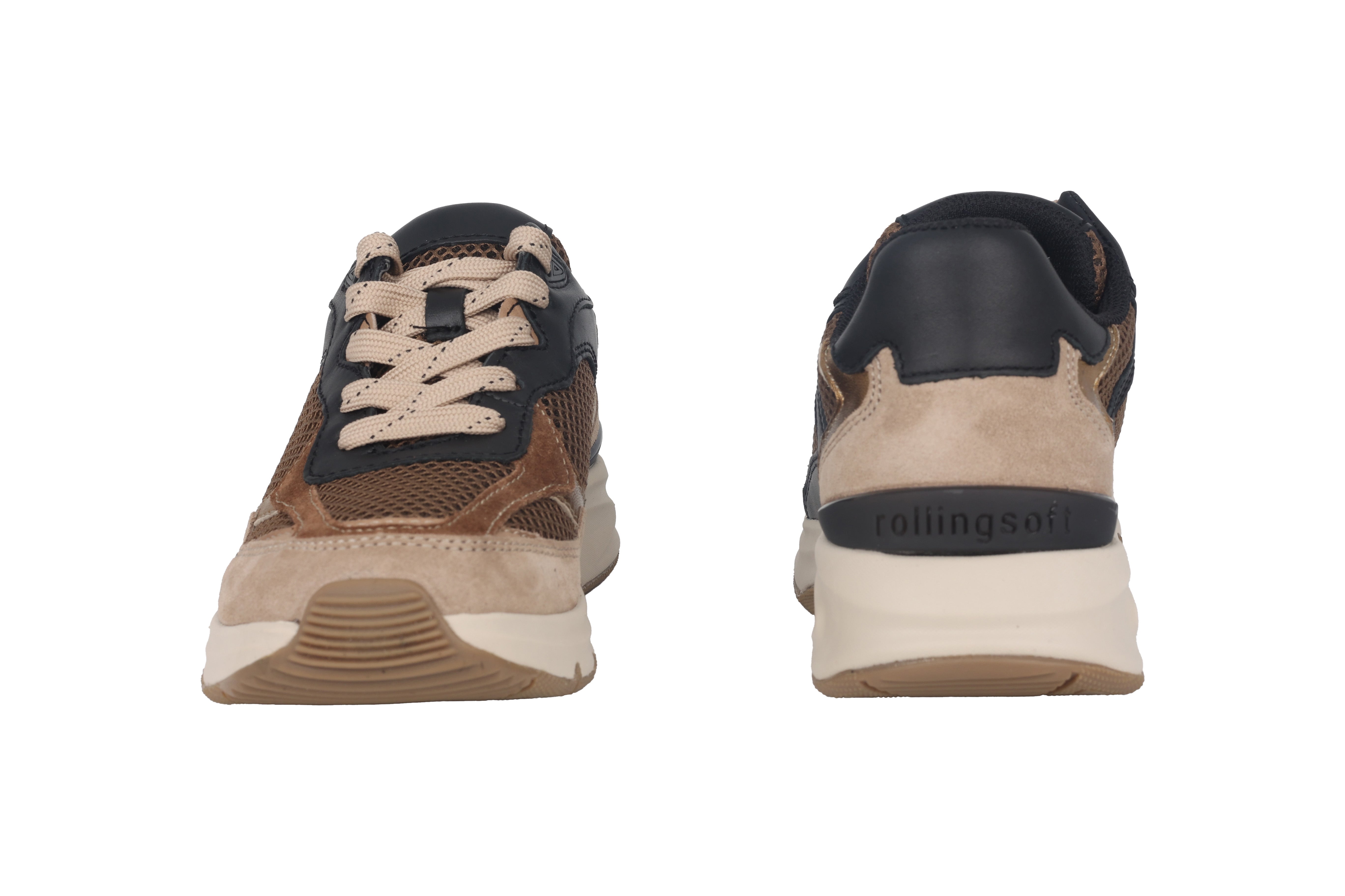 '56.893.43' women's walking rolling lace-up sneaker - Black beige mix