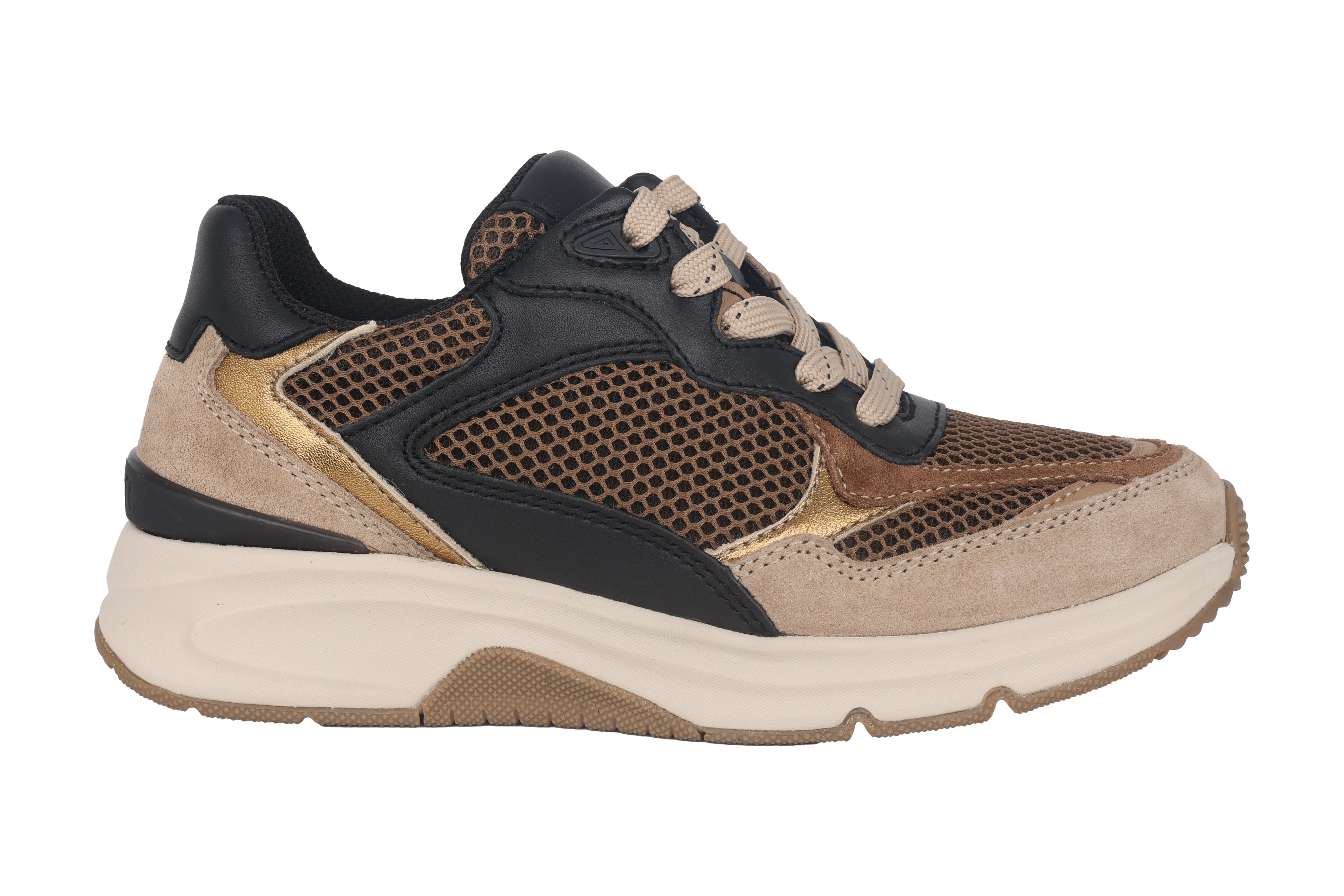 '56.893.43' women's walking rolling lace-up sneaker - Black beige mix