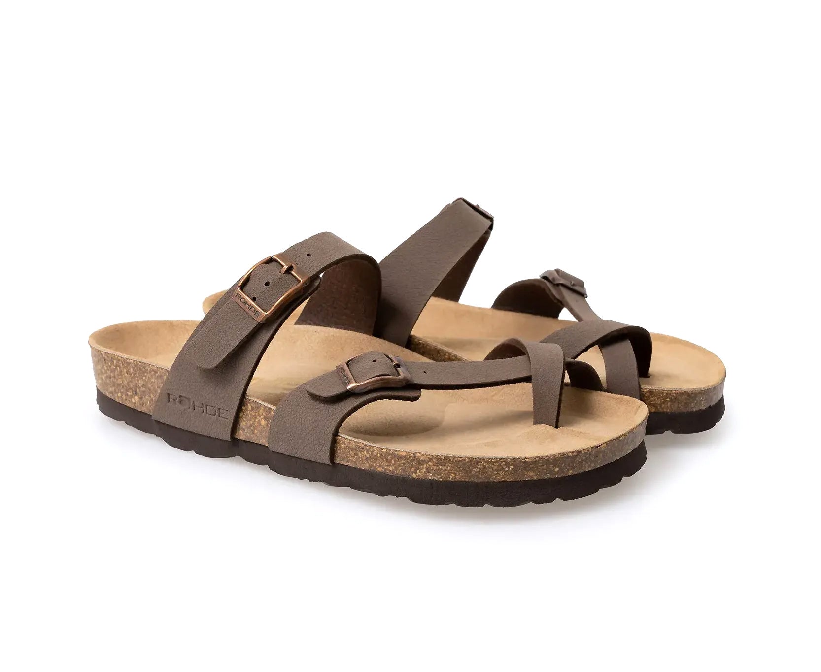 'Alba' sandal med tåglide til kvinder - brun mocca