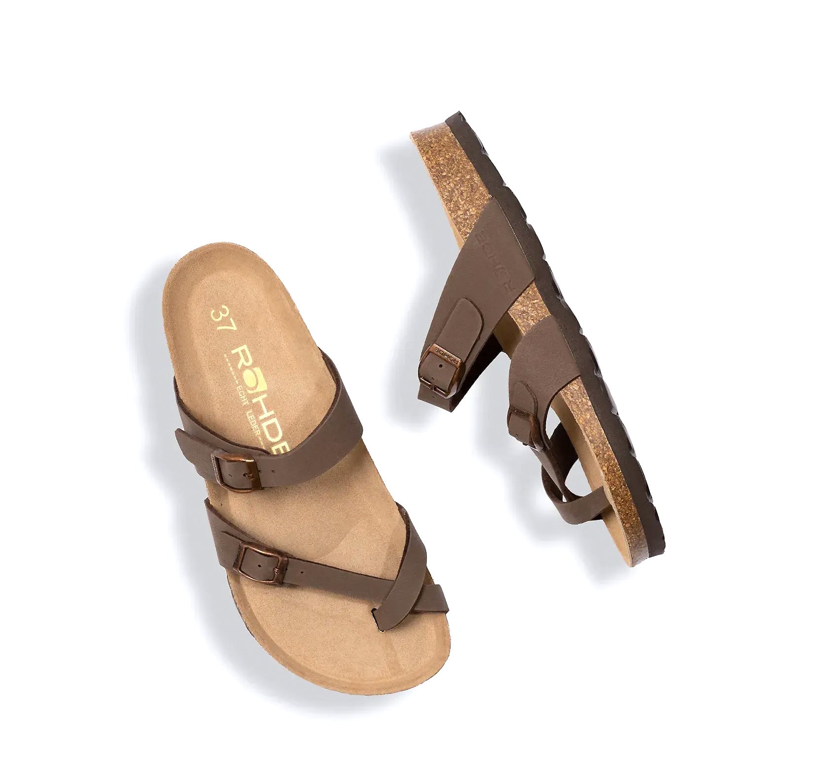 'Alba' sandal med tåglide til kvinder - brun mocca