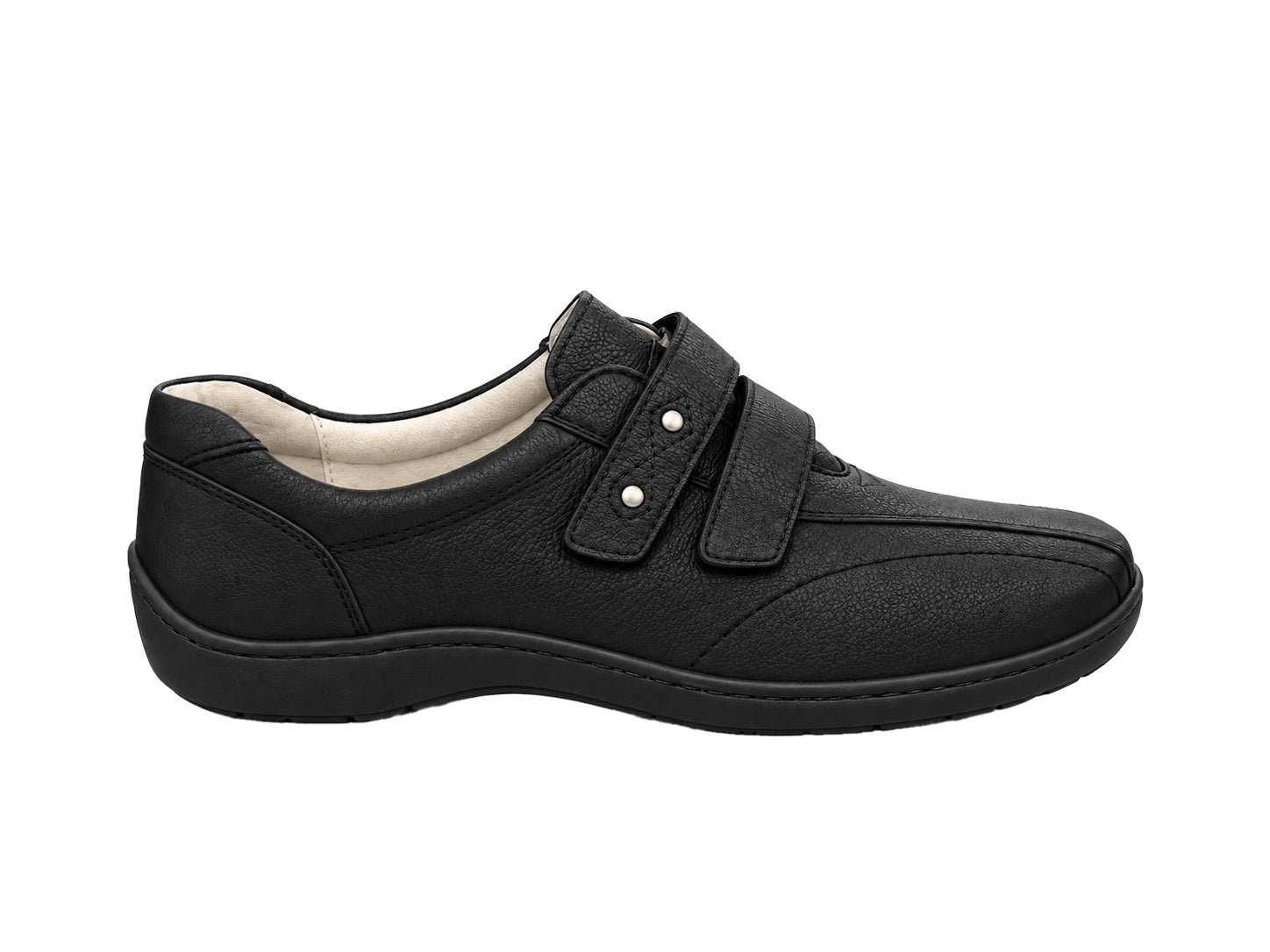 Damenschuh „Henni“ mit weiter Passform (H) und Riemchen – Dunkelgrau
