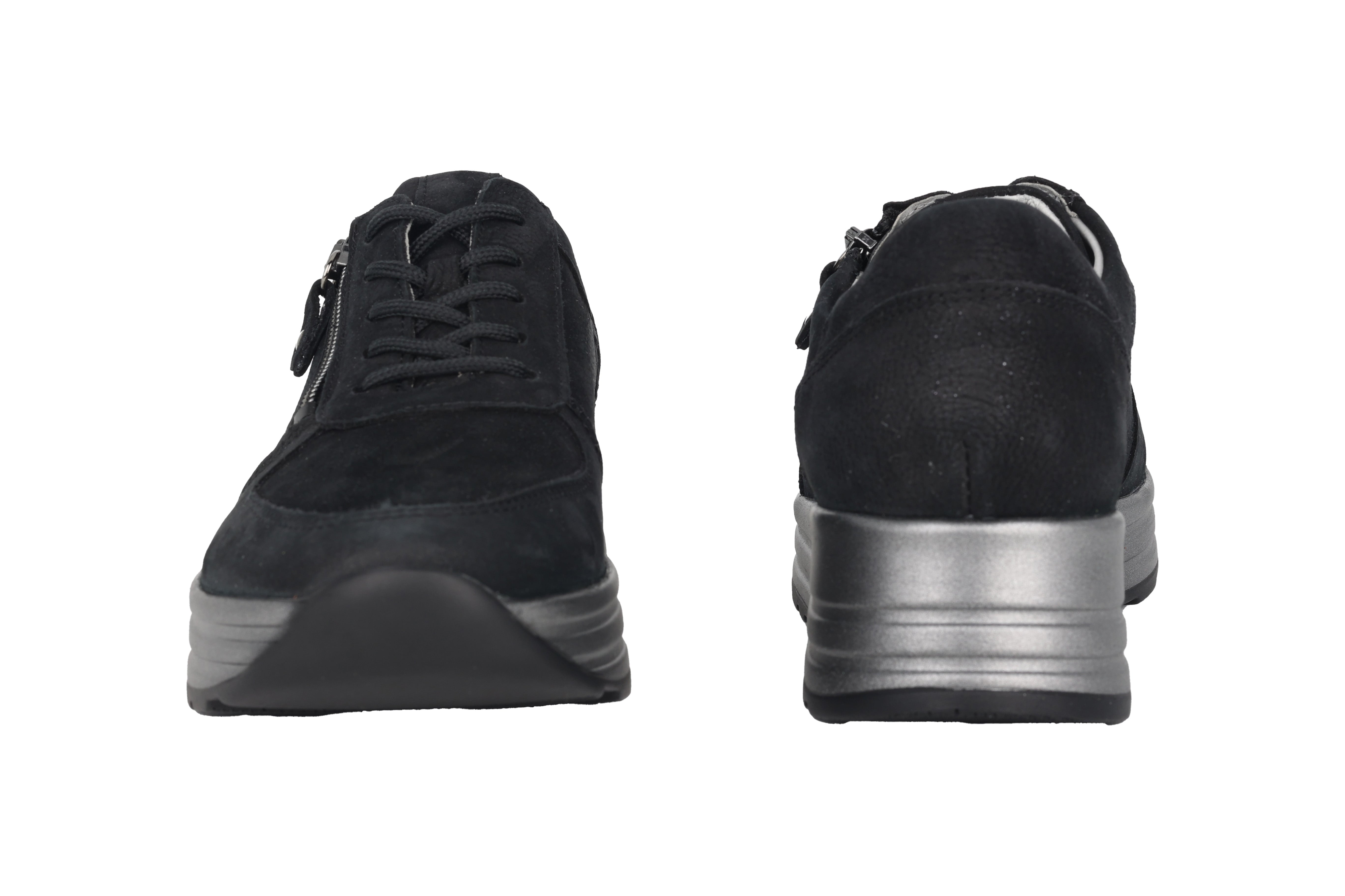 'H-Lana' women's wide fit (H) lace-zip shoe - Black