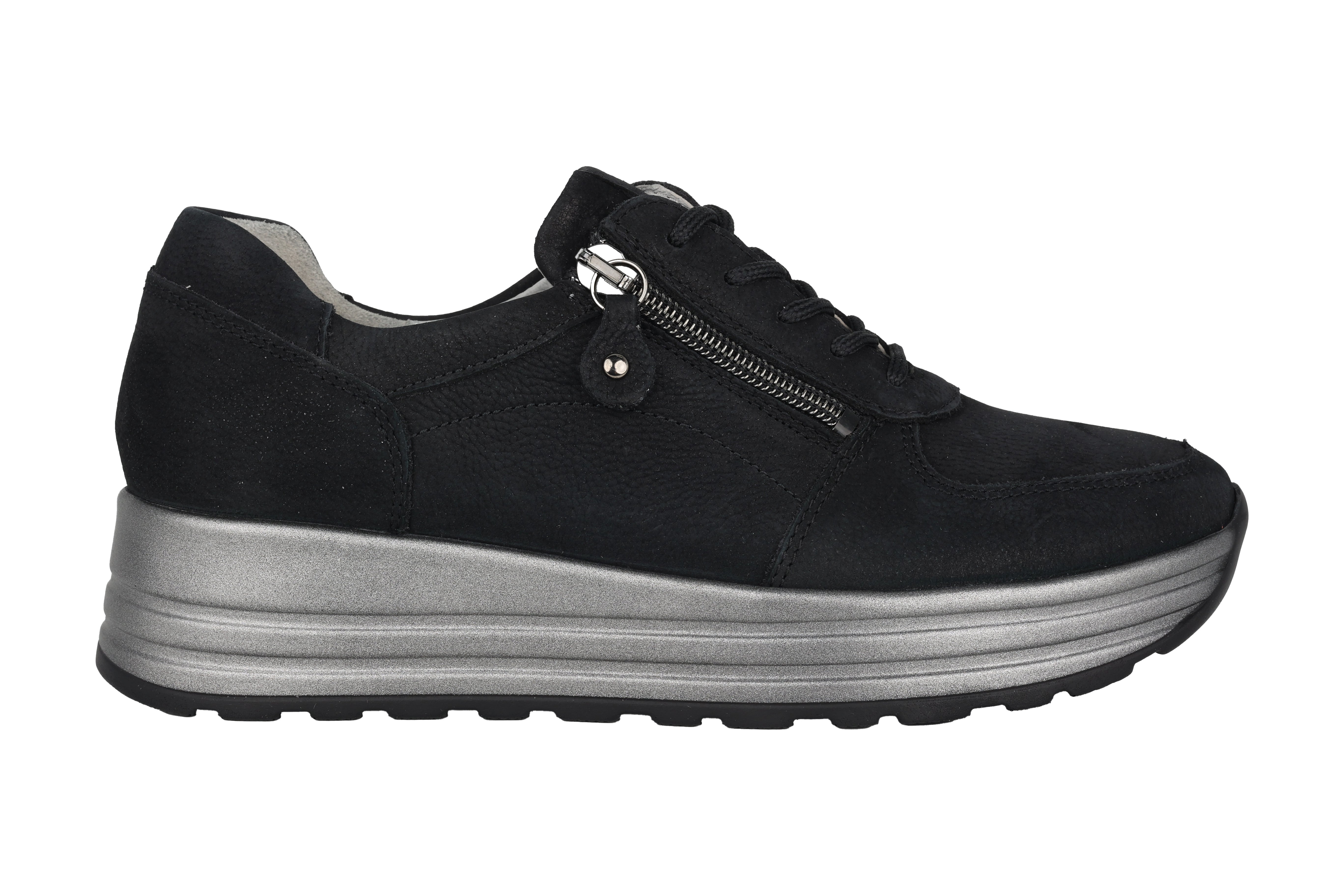 'H-Lana' women's wide fit (H) lace-zip shoe - Black