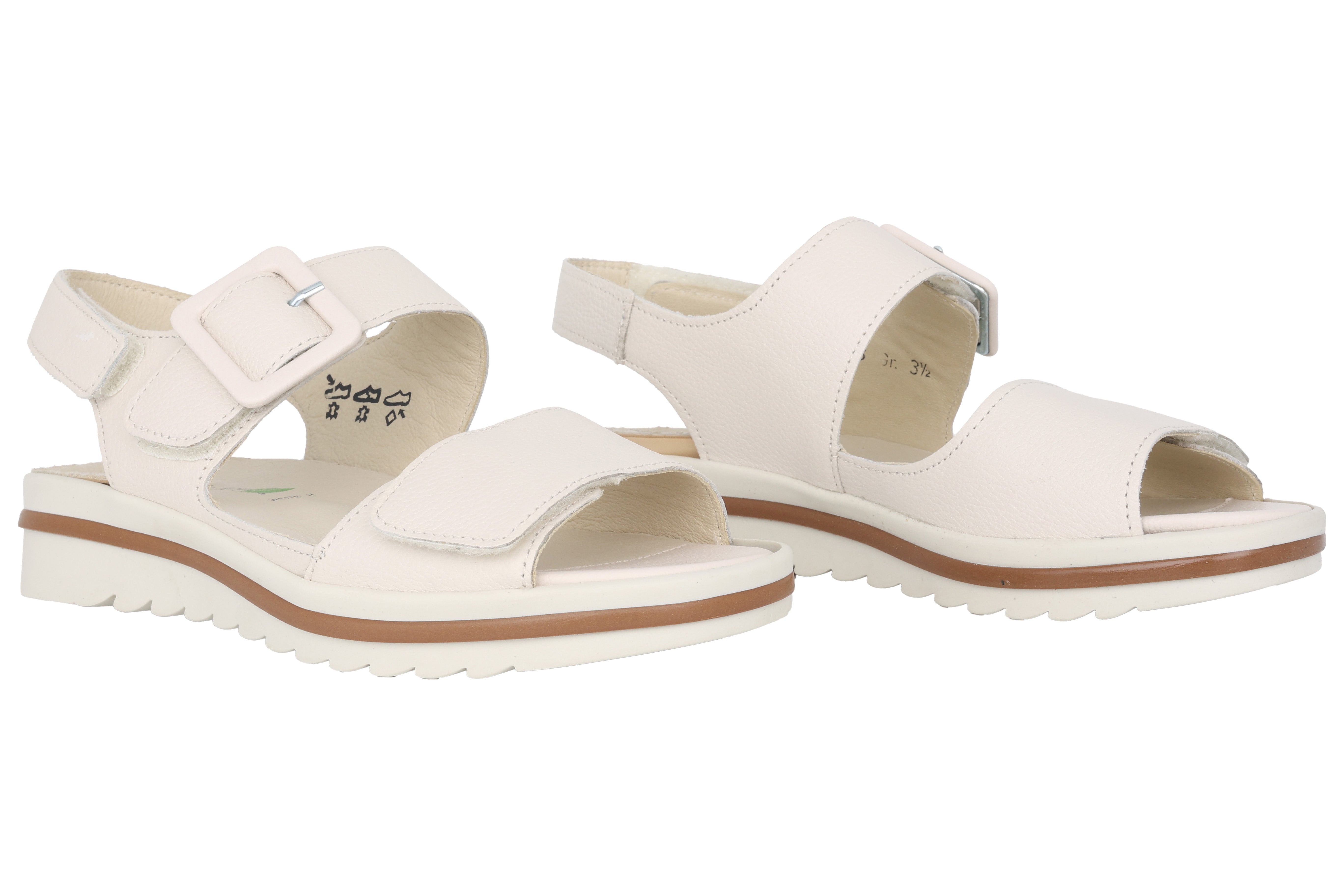 Sandale femme coupe large (H) 'Hakura' - blanc cassé