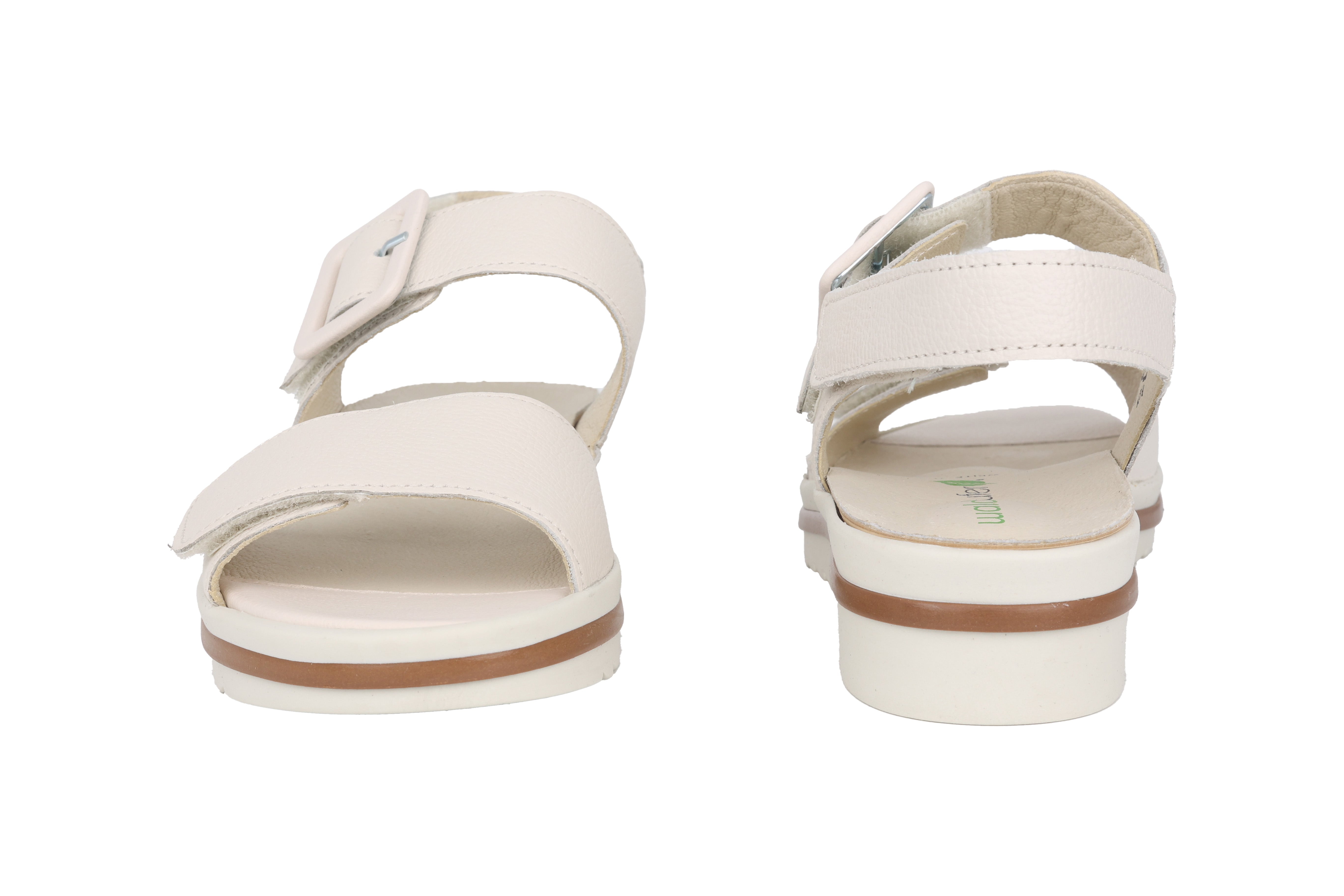 Sandale femme coupe large (H) 'Hakura' - blanc cassé