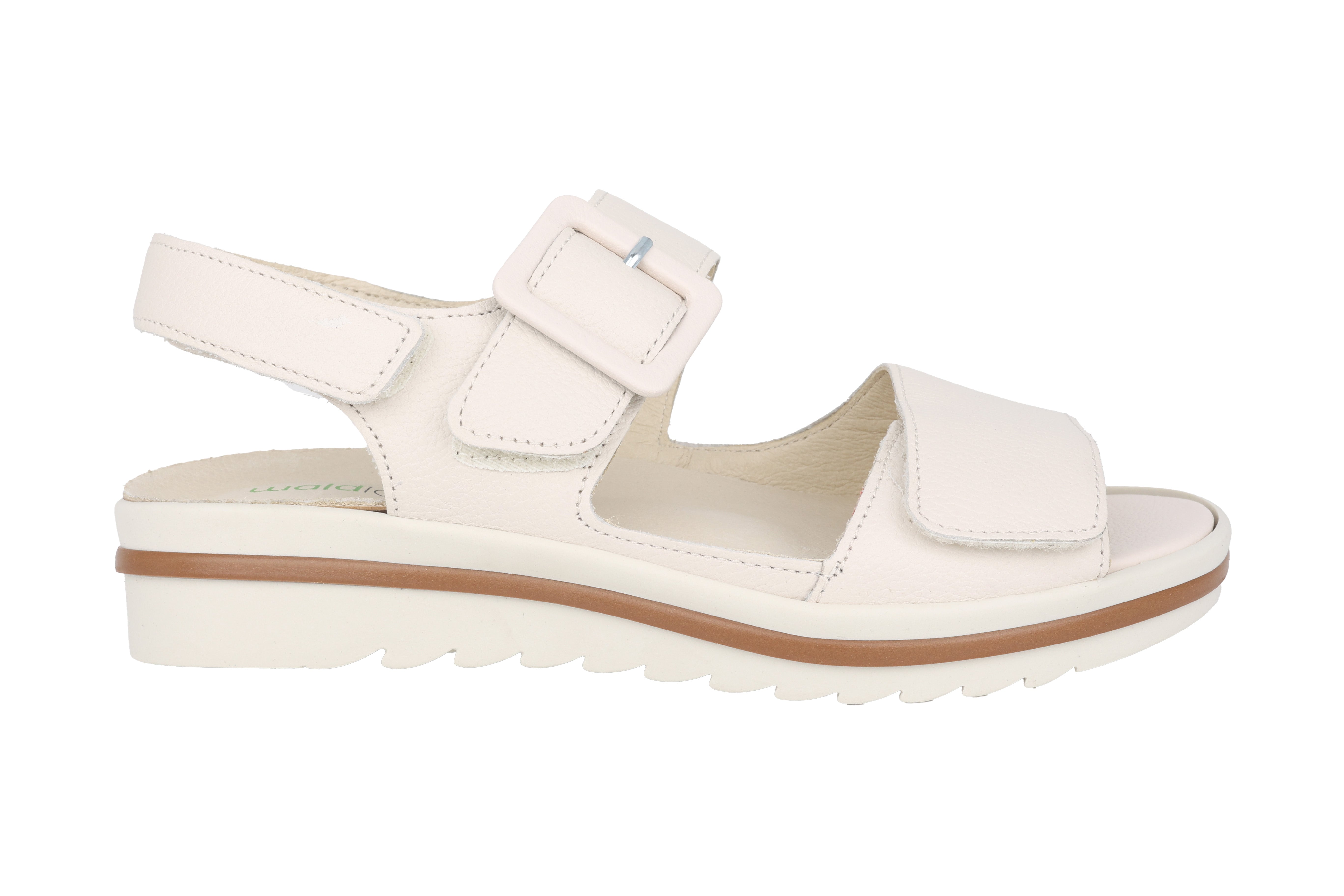 Sandale femme coupe large (H) 'Hakura' - blanc cassé